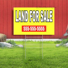 LAND FOR SALE CUSTOM Indoor Outdoor Yard Sign with metal stakes