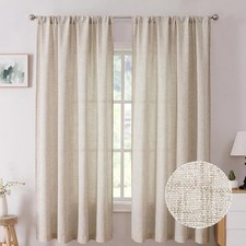 Light Filtering White Sheer Curtains 45" Long, 2 Panels for Small Windows