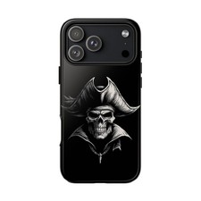 For iPhone / Galaxy / Pixel Vector Pirate Skull Black Phone Case