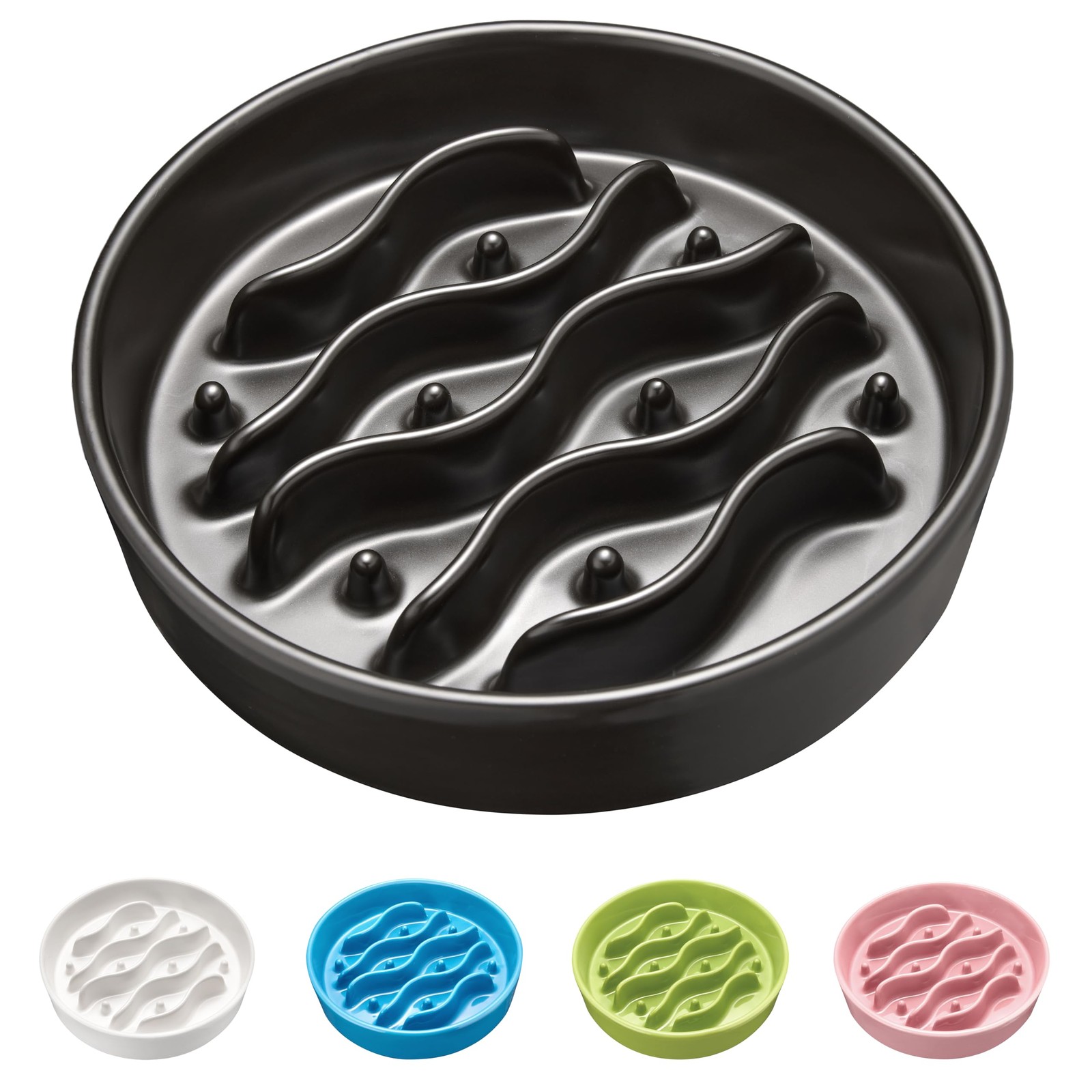 Ceramic Slow Feeder Dog Bowls for Medium and Large Dogs 2.0 Cups Fast Eater