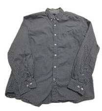Tommy Hilfiger Men -Size Large- Dark Blue Checked Classic Fit Long Sleeve Shirt