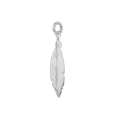 Large Sized Sterling Silver Textured Feather Pendant
