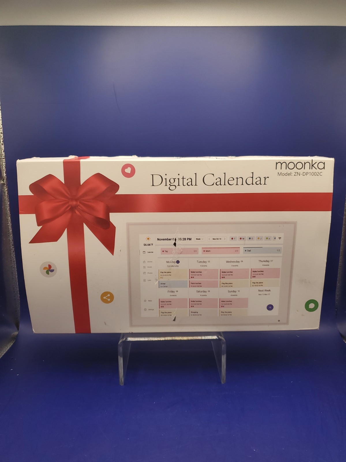 10.1" Digital Calendar Model ZN-DP1002C Color White Mountable Open Box New