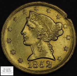 1852 D DAHLONEGA $5 Five Dollar Liberty Head Gold Half Eagle