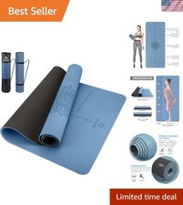 Yoga Mat Non Slip TPE Extra Wide Yoga Mat with Alignment Mark, 72"L x 32"W x ...