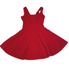 Lulus Red Fit and Flare Skater Dress Sleeveless Square Neck Back Zip Small