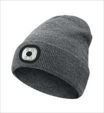 Knitted Wooly Beanie Hat With LED Light Unisex Warm High Powered Head Torch Lamp