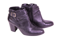 Newborn Damen Ankle Boots Stiefeletten Leder schwarz Gr. 37 Biker Look  SH907