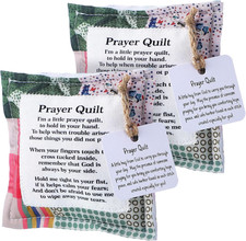 2 Pcs Mini Prayer Quilt with Cross Inside Vintage Pocket Scripture Prayer Quilt