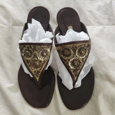 oscar de la renta Sandals Embellished Kitten Heel Sz 35.5 Italy 5.5 US