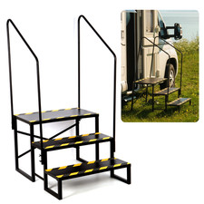 RV Steps 3-Step RV Stairs 330LBS Handrail Carbon Steel RV Trailer Camper