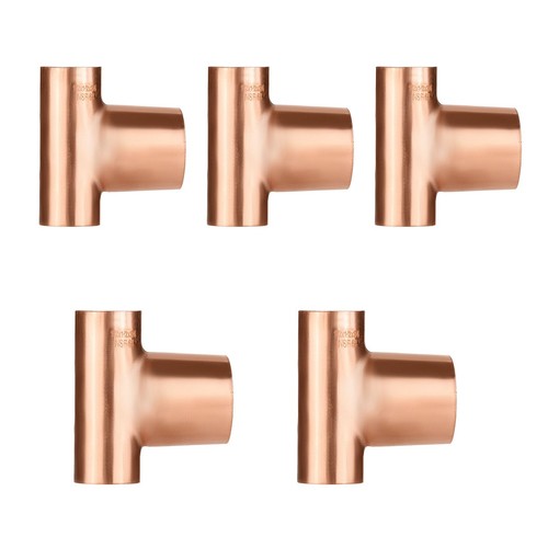 5 PCS 1/2" C x 1/2" C x 3/4" C Reducing Copper Sweat Tee Plumbing Fitting