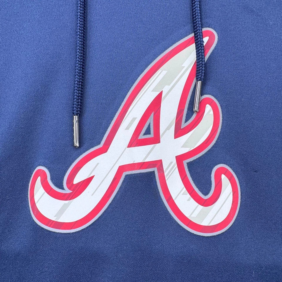 Sudadera con Capucha Atlanta Braves Para Hombre Grande Azul Marino Pullover Majestuoso Base Térmica MLB Foto 2 de 4