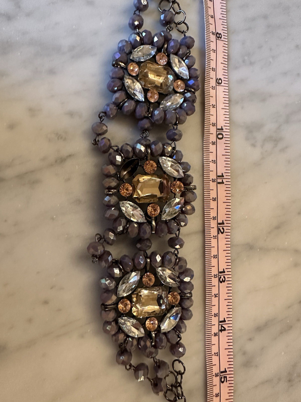 Statement Necklace Earring Set Lavender Purple Pe… - image 6