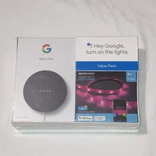 Google Nest Mini 2nd Gen Value Pack & Merkury Smart LED Strip CHARCOAL