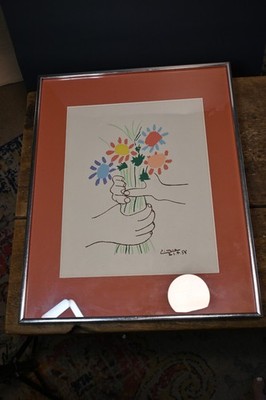 PABLO PICASSO  Le Bouquet de Fleurs Bouquet of Peace  Framed Lithograph Print