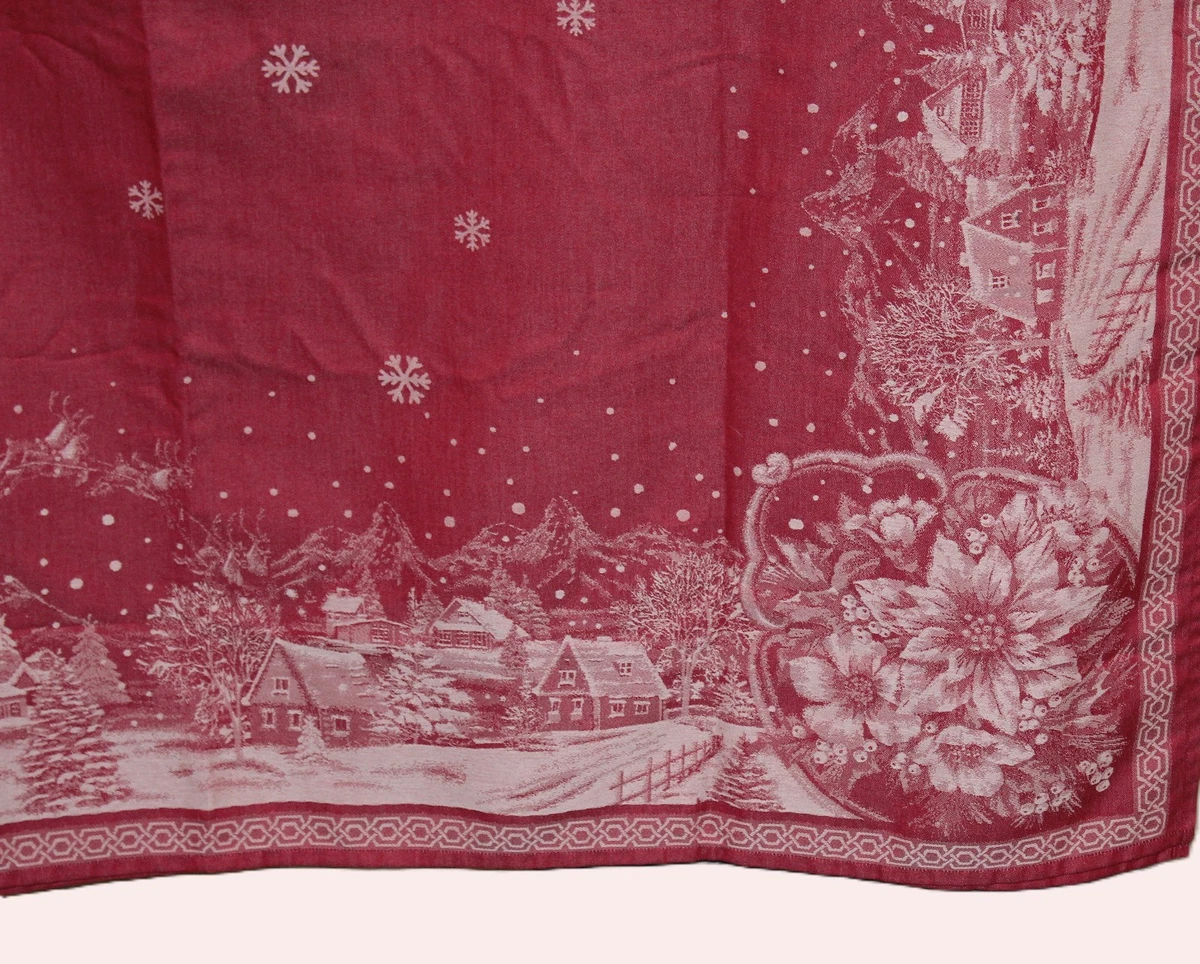 Benson Mills Poinsetta Scroll Stampato tovaglia,% Poliestere, Poliestere, Red, 52 by 70