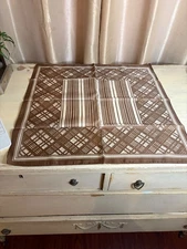 Vintage 70s Made in Italy Brown Plaid Stripe Scarf — Polyester RN24409