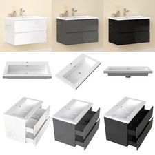 Waschtisch mit Unterschrank Badezimmermöbel Badmöbel Set Hochglanz 50/60/80 cm