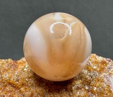 Vintage Alley Agate or Heaton Swirl Marble - PEACH  Wispy White - .69" Nice 