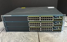 Lot of 3 Cisco 2960 WS-C2960S-24PS-L 24-Port Gigabit PoE Switch w Power Cords