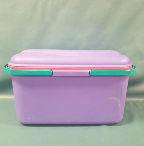 Eagle Craftstor Sewing Storage Organizer Tote Bin Purple/Teal/Pink 20"