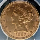 1880 Gold $5 Liberty Head Half-Eagle - With Motto; PCGS AU58; Philadelphia Mint