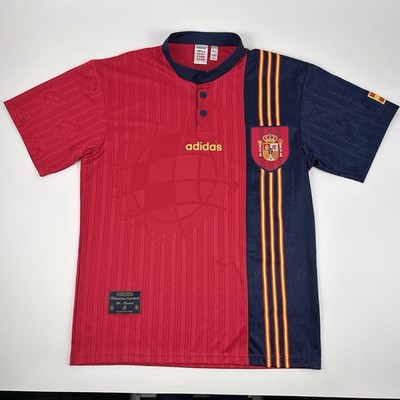 Spain 1996 Retro Adidas Home Football Soccer Jersey Shirt Men's Size M Red Blue