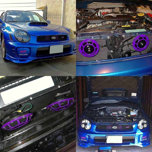 2x Purple Color Super Loud Blast Tone 12V Grille Mount Compact Car Horns 335-400 - Picture 9 of 9