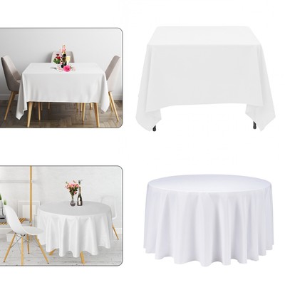 Gesponnen Polyester Stoff Tischdecke Hussen Party Home Weihnachten Dekor Tischdecke Weiß