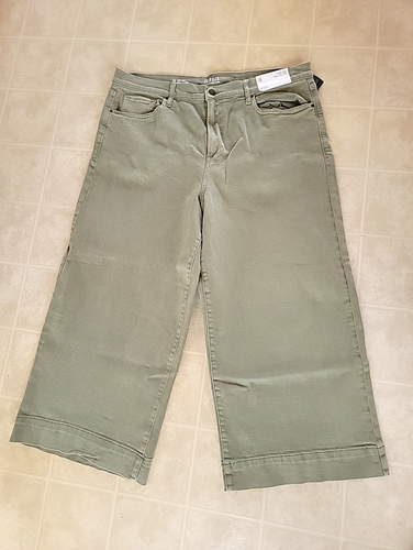ANA Jeans Womens 18 High-Rise .Wide leg Rinse Denim Oil Green NWT