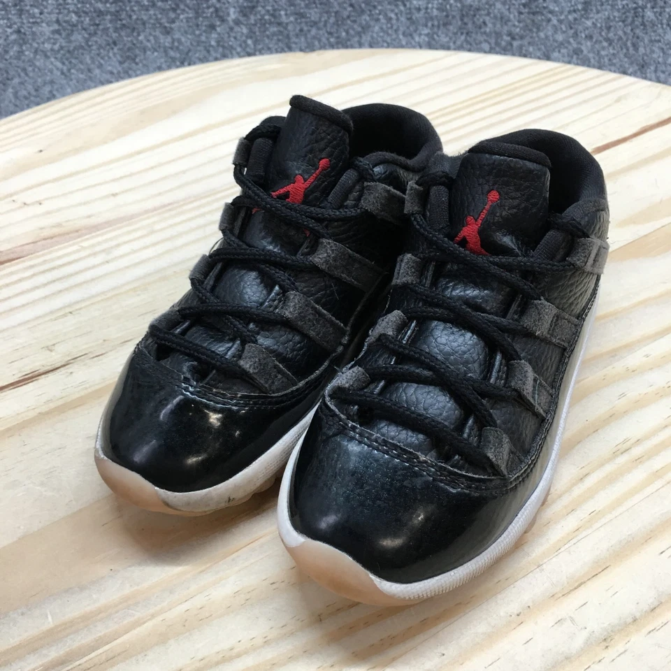 Nike туфли ребенка ясельного возраста 10 Air Jordan ретро XI низкий кроссовок из черной кожи 505836-001 - Изображение 3 из 4