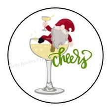 30 CHEERS GNOME ENVELOPE SEALS LABELS PARTY FAVORS STICKERS 1.5" ROUND