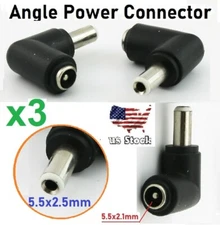 3x DC Power Connector 90 Degree Right Angle 5.5x2.1mm Female to 5.5x2.5mm Male
