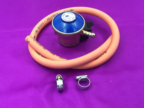 LPG 20mm Butane Gas Regulator and 1 Metre Hose Pipe And Clips Gas Flogas - Picture 6 of 9