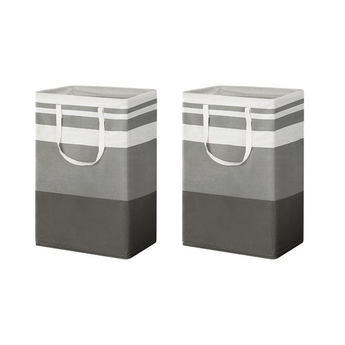 Artiss 2X Laundry Basket Hamper Foldable Washing Clothes Storage Organiser Grey - Picture 3 of 8