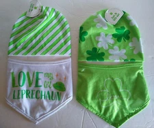 St Patricks Day Baby Hat/Bib Sets (2) Green Clover Leprechaun
