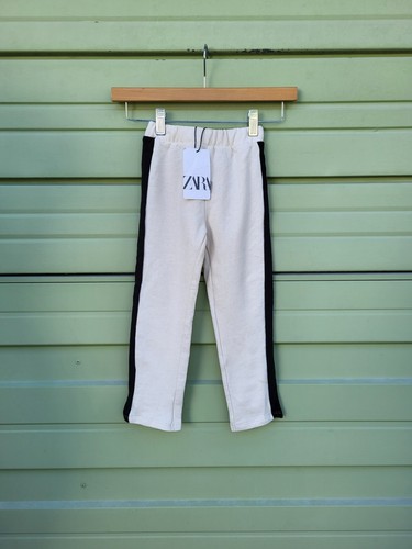 ZARA Boys WHITE PLUSH PANTS SIDE STRIPES Elastic Waist Size 6 Y #5170A DEFECT - Picture 8 of 12
