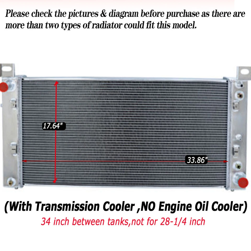 RADIATOR+SHROUD FAN FOR  99-13 CHEVY SILVERADO 1500 2500 SUBURBAN TAHOE 34" Wide Foto 2 de 4