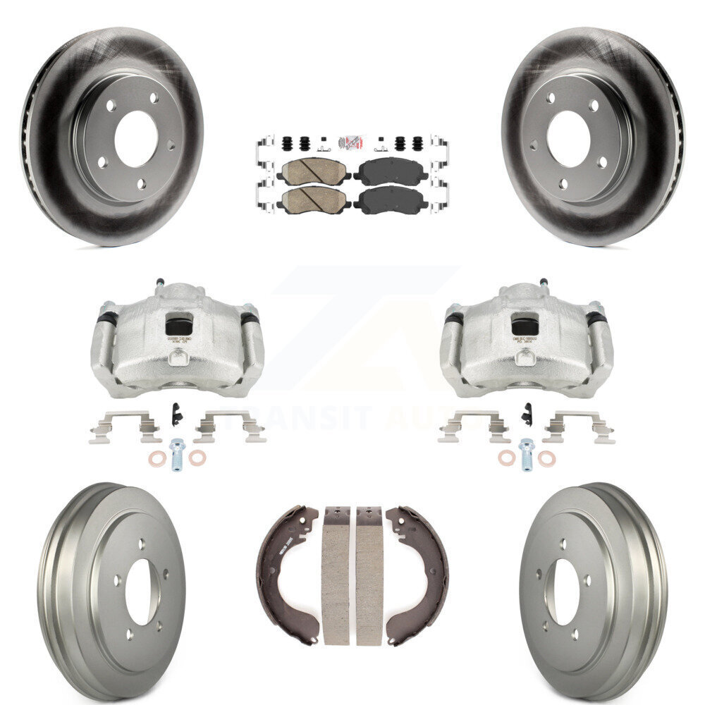 High-Quality Front Rear Brake Caliper Coat Rotor Drum Ceramic Pad Kit 8Pc Compatible with Dodge Caliber