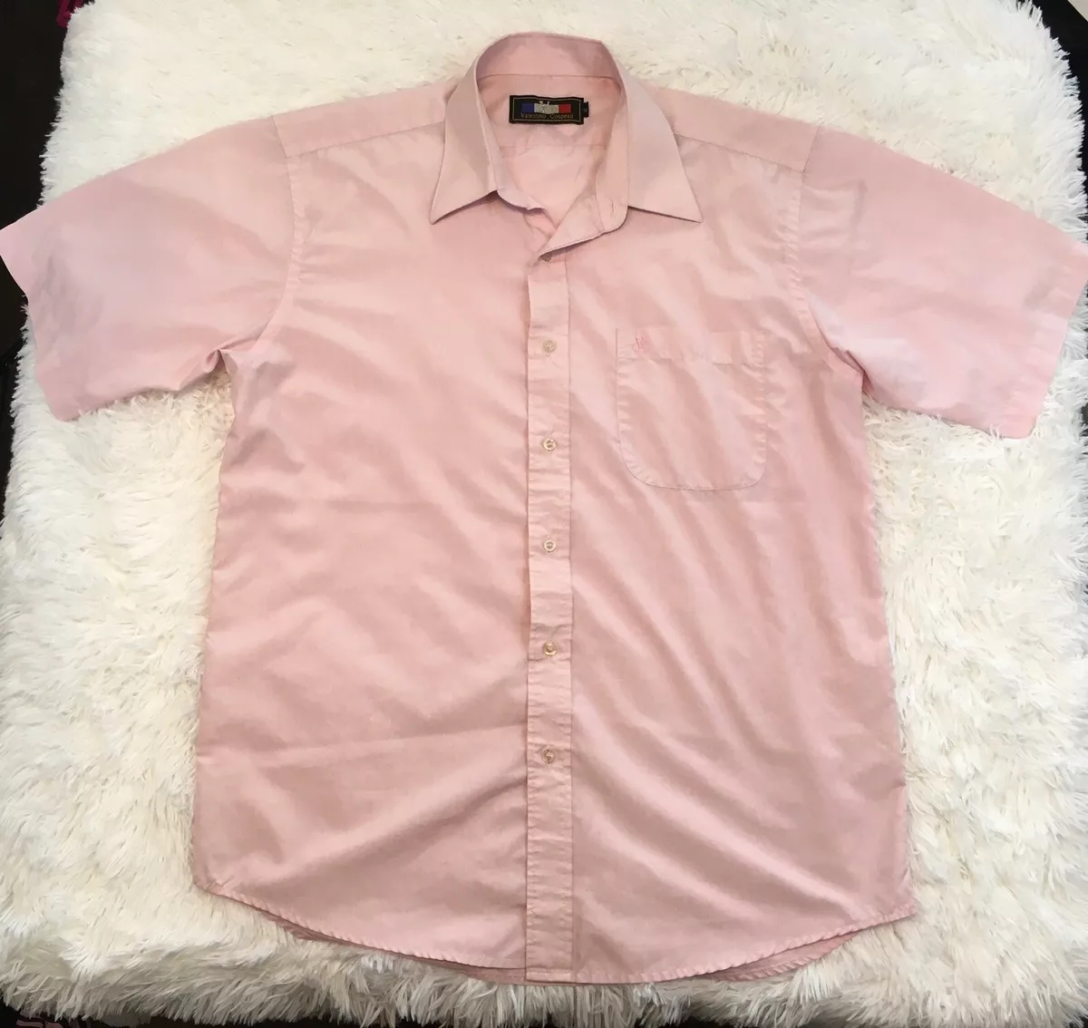 Valentino Coupeau Paris Mens Light Pink Dress Shirt Short Sleeve