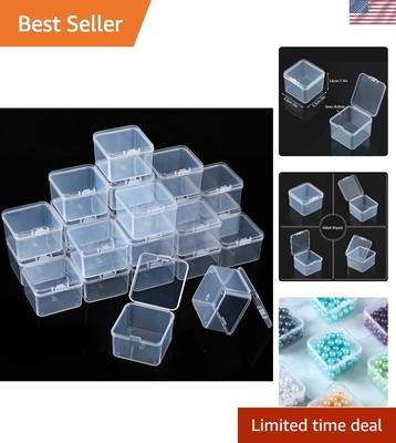 Small Clear Plastic Storage Box 48 Pack 2x2 Holds Crafts Jewelry Lightweight