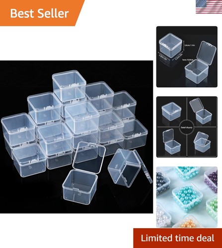 Small Clear Plastic Storage Box 48 Pack 2x2 Holds Crafts Jewelry Lightweight