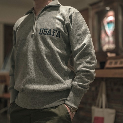 NON STOCK Retro Heavyweight Terry Half Zip Sweatshirts USAFA Sportswear Pullover - Picture 13 of 35