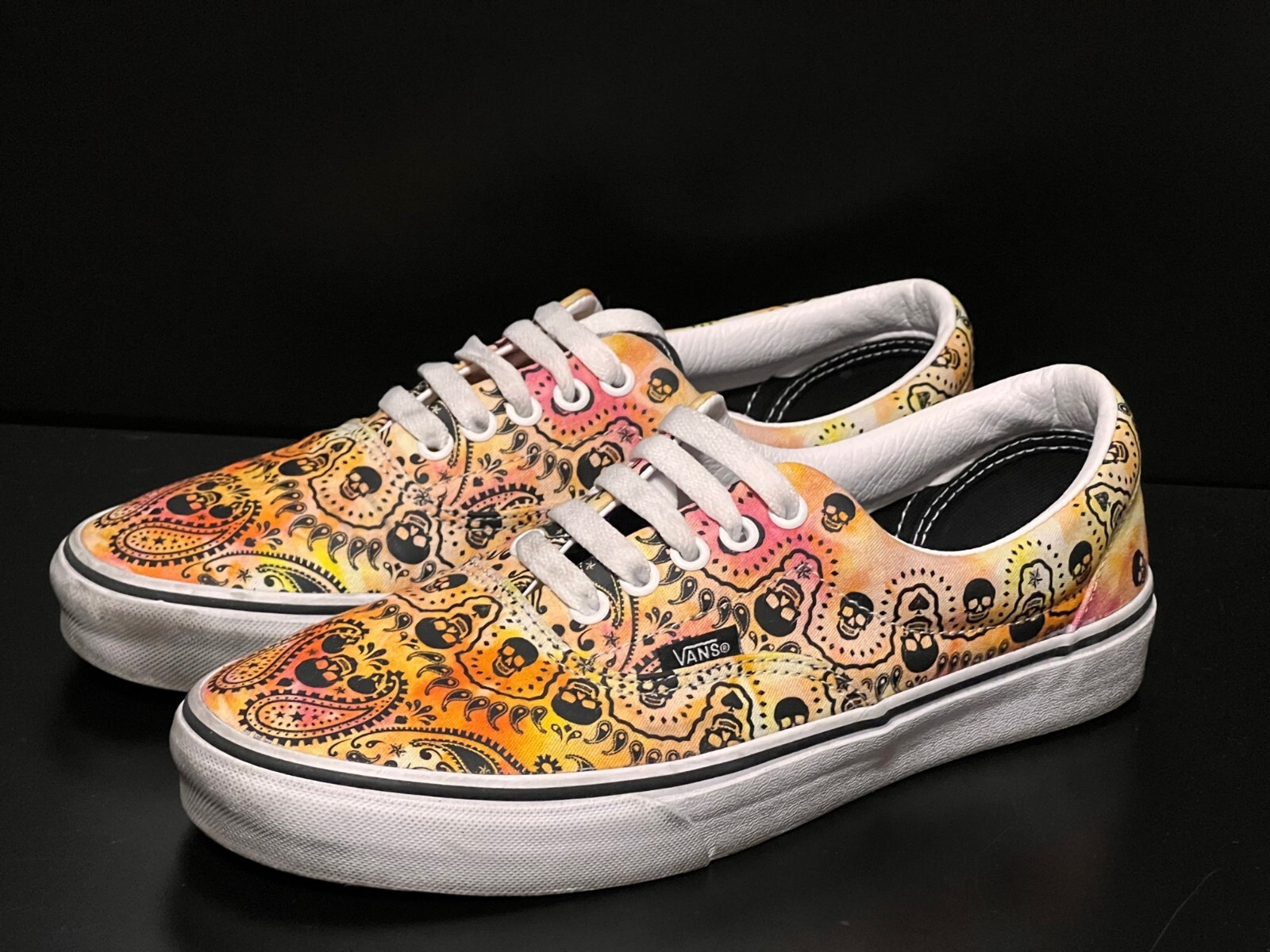 Vans Era Bandana Skull Sneaker Skate Shoe Trainer Orange Tie Dye