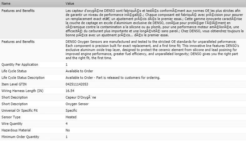 Sensor de oxígeno aguas arriba DENSO para Chevrolet Prizm L4-1,8 L 1998-2002 Foto 2 de 4