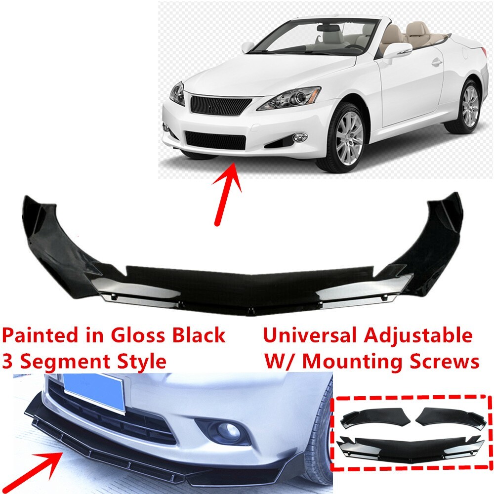 Add-on Universal For 2010-2016 Lexus IS250C/350C Front Bumper Lip Splitter Black