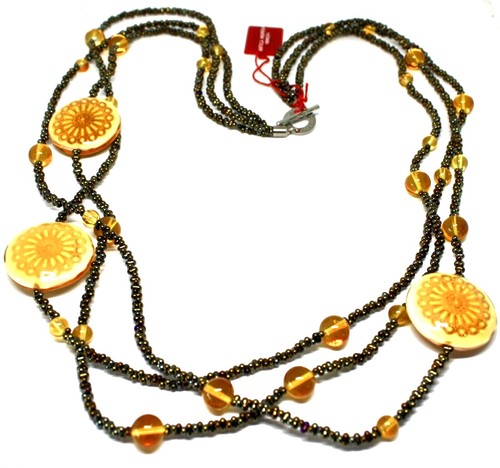 Collier Antica Murrina Venezia Avec Verre De Murno A Disque Beige et Or CO724A10 - Photo 1/7