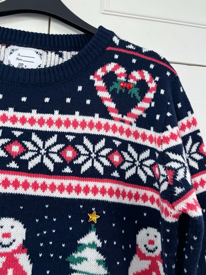 Atmosphere Christmas Jumper Size Small Women’s Navy Mix Xmas Pre Loved Pullover - Image 3 of 4