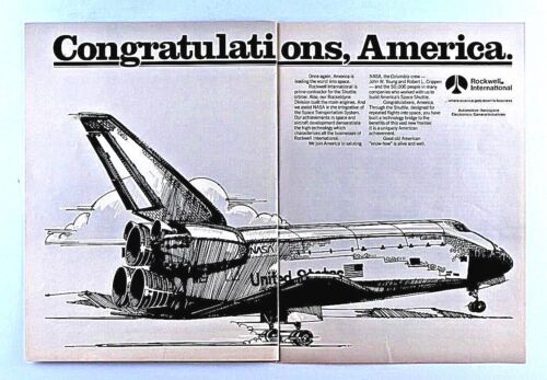 NASA Space Shuttle Vintage 1981 Rockwell International Original Print Ad 2 Page - Picture 5 of 7